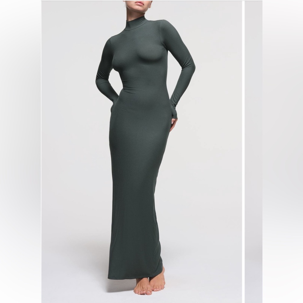 SKIMS soft lounge mock neck long sleeve maxi dress